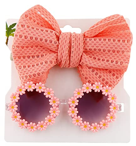 LICHENGTAI Fasce per Capelli con Fiocco per Neonata Occhiali da Sole a Fiori per Bambini Elastica Accessori Fasce per Capelli per Bambini Fascia Capelli per Fotografie e Feste
