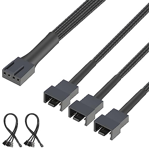 J&D Cable Divisor PWM de 4 Pines, Splitter para Controlador de Ventilador Compatible con Ventiladores de PC de 3 y 4 Pines, Placas Madre, Paquete de 2, 30 cm