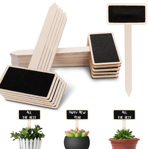 UNINGYI 30PCS Schwarz Hölzerne Pflanzenetiketten, T-Typ Garten Schwarzes Brett Marker, hölzerne Gartenpfähle für Gemüse Samen Kräuter Blumen Garten Rechteckig