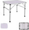 Huini 60 x 45cm Klapptisch, 2 Verstellbare Höhe 26cm/56cm, für Picknick, Camping, Aktivitäten Draußen und Drinnen, Weiße Klapptisch mit Tragegriff