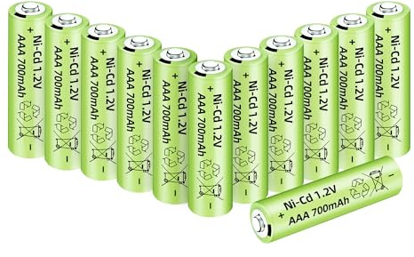 Fytoo 12PCS 1.2V 700mAh Ni-Cd AAA Batteries for Wireless Microphone, Electric Toys, Remote Control Mouse, Calculator, Shaver, Keyboard, Household Appliances, Solar Light Rechargeable Batteries