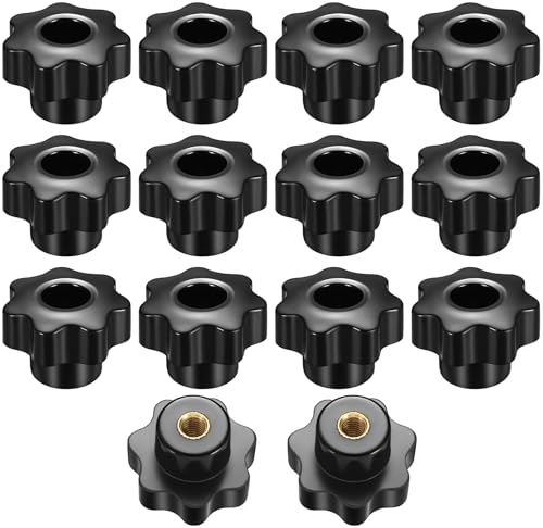 14 Stück M6 Sternschrauben, Rändelschraube OD 32 mm, Sterngriffschrauben, Flügelmuttern, Sterngriffmuttern, Rändelmuttern, Sternrändelschrauben, Möbelgriff-Rändelschrauben schwarz