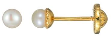 Pendientes con Cierre de Rosca de Plata 925 de Perlas de Agua Dulce 3mm a 6mm Empaque de Regalo para Mujeres, Adolescentes y Niñas (5mm,oro)