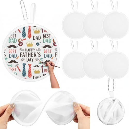 Namalu 6 Pezzi Ventaglio Pieghevole Bianco a Mano Tondo Portatile per Festival e Decorazioni di Casa Matrimonio