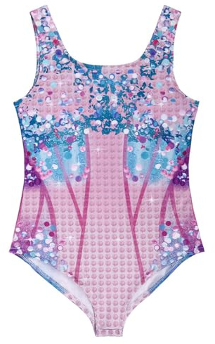 Kids Era Justaucorps sans manches pour fille Imprimé paillettes scintillantes Style étoile Pop Stage Costume pour fête d'anniversaire, Halloween, carnaval, Maillot de bain B, 120