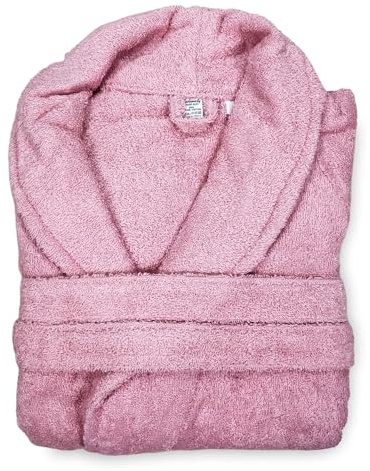 Tex family ACCAPPATOIO in Spugna a SCIALLE Senza Cappuccio ROSA in Puro Cotone Made in Italy - S