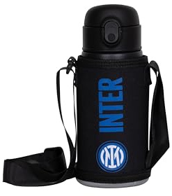 Inter Gourde Garçon Seven, noir bleu clair, avec porte-bouteille à bandoulière, maintien de la température : chaud 12h/froid 24h