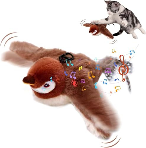 Katzenspielzeug Vogel Fliegt Elektrisch, Interaktives Katzenspielzeug Vogel, Selbstbeschäftigung Vogel mit Katzenminze, Fliegender Vogel Spielzeug für Katzen