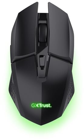 GXTrust 1108 Vylax Wiederaufladbare Kabellose Gaming Maus, 80 Stunden Akkulaufzeit, Verstaubarer USB Empfänger, 800-4800 DPI, LED Beleuchtung, 6 Tasten, Wireless Mouse für PC Laptop, Schwarz