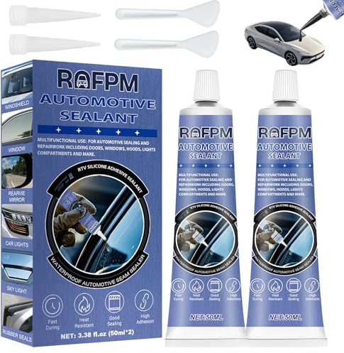 ROFPM Silicona Negra para Coche Alta Temperatura, Pegamento para Brisas, Masilla Carrocería Coche, Curado Rápido, Resistente a Altas y Bajas Temperaturas, Adecuado para Cristales de Coche, Faros, etc
