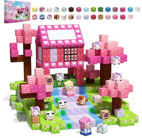 Bloques Magnéticos Para Niña, Magneticos Construccion Niña 108 Piezas, Juguetes bloques de construcción Niños ,Construcciones Magnetica Niño Niños Juguetes para 3 4 5 6 7 8 9 12 Regalos de Cumpleaños
