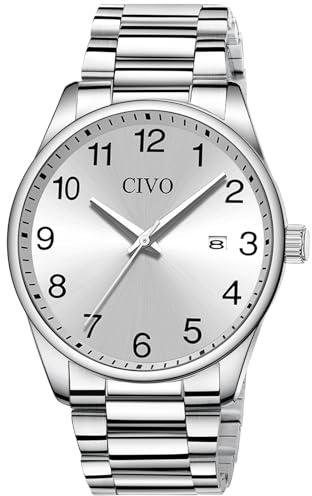 CIVO Reloj Hombre Esfera Grande: Acero Inoxidable Pulsera de Acero Inoxidable Impermeable para Uso Laboral y Fines De Semana Moderno y Versátil