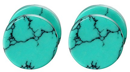 Unisex Green Marble Stone Screw Stud Earrings Set,Cupimatch Ear Piercing Plugs Faux Gauges Illusion Tunnel Earrings for Fathers Day (10mm)