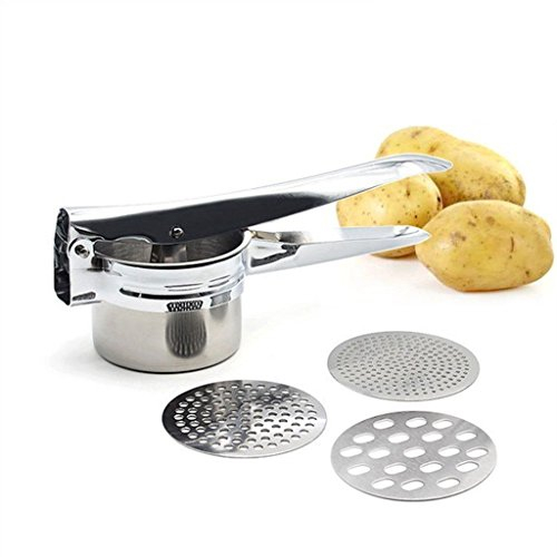 Cutefly Presse-purée à spätzle en acier inoxydable avec 3 inserts interchangeables (fin/moyen/grossier) et inoxydables au lave-vaisselle