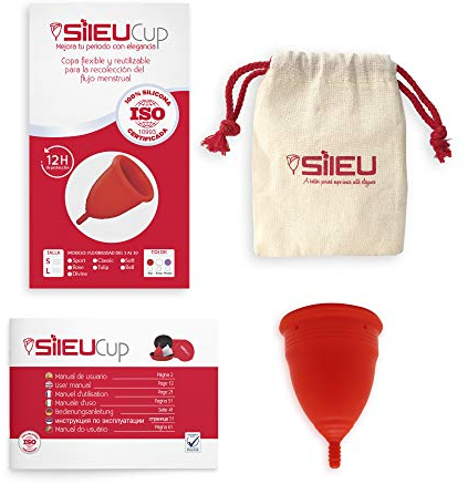 Copa Menstrual Sileu Cup Soft - Ayuda prevenir infecciones urinarias, cistitis, vejigas sensibles, calambres, cólicos menstruales - Disminuye dolor causado por menstruación - Talla S, Rojo