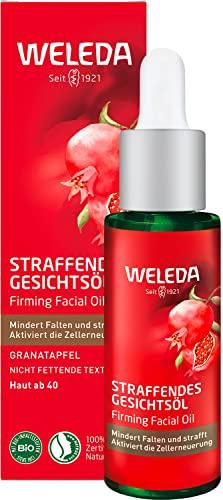 WELEDA Bio Straffendes Gesichtsöl - Naturkosmetik Natural Anti Aging Gesichtspflege Öl mit Granatapfelsamenöl & Arganöl. Zellerneuernde Feuchtigkeitspflege mindert Falten & strafft die Haut (1x 30ml)