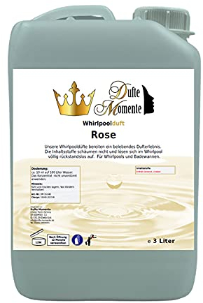 Dufte Momente | Whirlpool Duft 3 Liter | Rose | mit naturreinen und natürlichen ätherischen Ölen | kein Schaum | vegan und ohne Tierversuche