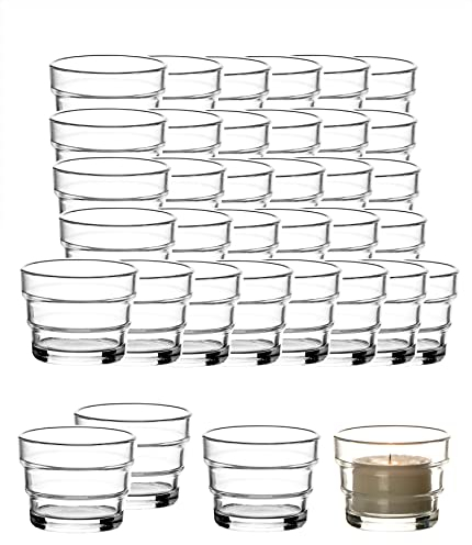 BigDean 60er Set Teelichtgläser hoch - 5,5 x 4,5 cm - Made in Germany - Teelichthalter aus Glas - Stufendesign - Kerzengläser Teelichter