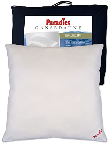 PARADIES Daunenkissen 80x80 cm - 1200g - Cleo fest Bio - festes Kopfkissen 80x80 Daunen mit RDS zertifizierten Gänsefedern und Daunen