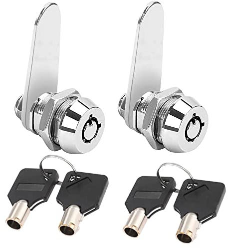 Litensh 2PCS Cerradura tubular de leva de rosca de 16 mm, cerradura de buzón de 5/8 pulgadas, cerradura cilíndrica para puerta, cajón, armario, buzón con llaves iguales