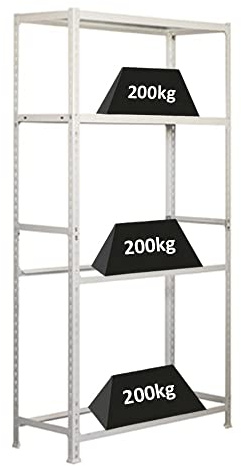 PROREGAL Reifenregal mit Ablagefläche Metal Shark No. 2 | Weiß | HxBxT 200x100x40cm | 12 Reifen | Reifenständer Garagenregal