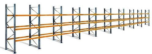Palettenregal mit 4 Ebenen, 3 m Höhe, 25,0 m Breite - für 108 Europaletten à 500 kg