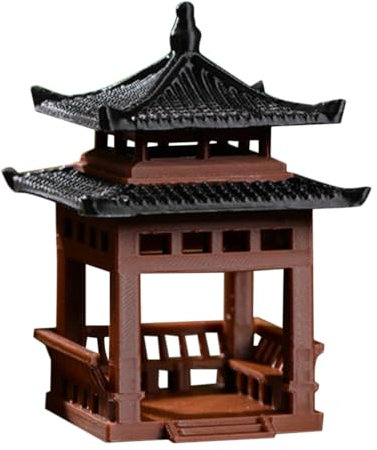 Happyyami Mini Pavilion Model - Decorative Pagoda Ornament for Zen Garden Bonsai and Fish Tank 8Cm Asian Style Micro Landscape Figurine