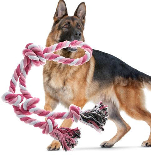 Kwispel Rope Toy for Dogs，Large Dog Rope Toys for Aggressive Chewers, Heavy Duty Dog Toys for Large Medium Breed, Indestructible Tough Chew Toys Tug of War Dog Toy Cotton Rope for Teeth Cleaning