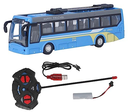 Fjärrkontroll Buss Hög Simulering Alla Riktningar Körning Uppladdningsbar RC Skolbuss för Barn (Blå)