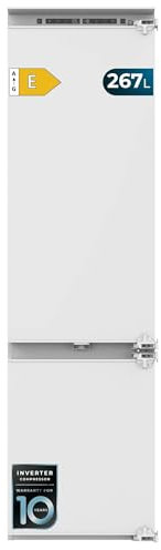 Cecotec Frigorífico Combi Integrable, Puerta Fija, 267L, Bolero CoolMarket Combi BI-D FLW 267 E, Alto 193,7 y 54 cm de Ancho, Total No Frost, Compresor Inverter y Full LED Wall, Bajo Consumo