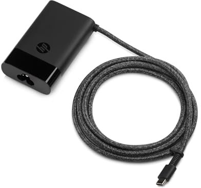 HP 65W USB-C Charger - for HP Spectre X360, Spectre, Elitebook X360, Elitebook, Chromebook, ProBook Elite x2, with UK Power Cable