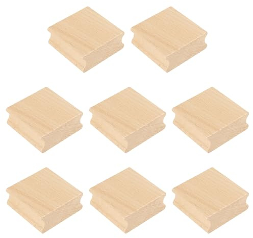 PATIKIL Bloque De Sello De Madera 50x50mm, 8 Piezas Monturas De Sello De Goma En Blanco Bloques De Madera De Haya Dura Para Hacer Manualidades DIY, Color Madera