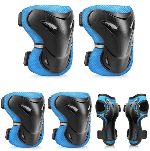 YooxArmor Adjustable Kids/Toddler/Children Knee Pads Elbow Pads Wrist Guards Set for 3-6-13 Years Boys Girls,Child Safety Protective Gear Set for Roller Skates,Bike,Cycling, Skateboard, Scooter