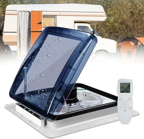 Ventilatore da tetto per camper, ventilatore da tetto super silenzioso a 10 velocità con telecomando, 10 pale, accessori per ventilatori da tetto per camper, per roulotte e furgoni camperizzati