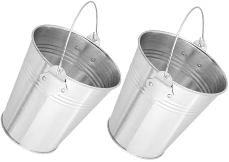 ORFOFE 2pezzi Secchio Metallico per BBQ da Esterno Secchio Compatto per Raccolta Grasso e Sgocciolamento Barbecue Accessorio Salvaspazio per Picnic e Giardino