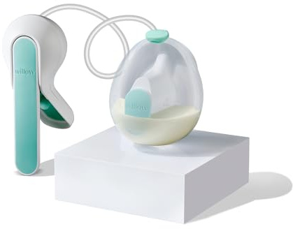 Willow Wave - Wearable Manual Breast Pump - Fits Fully in Bra - Ergonomic Handle - 24mm Soft Silicone Flange - Wearable Breastfeeding Pump - Hospital Grade Suction - Postpartum Essentials - Holds 5oz
