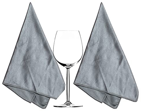 HIDMD Extra Large Microfiber Glass Polishing Cloths Microfiber Glass Cleaning Cloth Streak Free Lint Free Bar Towel 40 X 60cm 2 Pack Grey