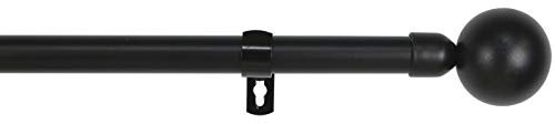 MERCURY TEXTIL-Barra Sencilla Forja Universal Extensible,Barra de Cortinas Decorativa Extensible (Negro, 160-310cm Bola)