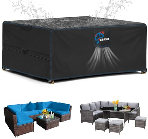SIRUITON 180x120x74cm Gartenmöbel Abdeckung mit Belüftungsöffnungen, Wasserdicht, Winddicht, UV-Beständiges, Schwerlast,Reißfest 420D Oxford Abdeckplane Gartenmöbel, Abdeckung Gartenmöbel Winterfest