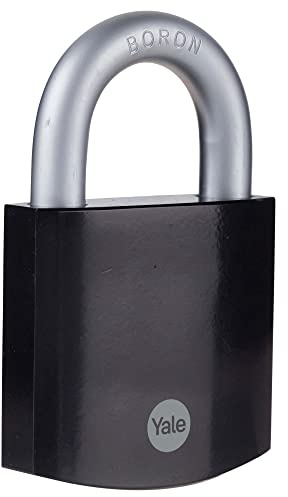 Yale Y300B/63/127/1, Maximale Sicherheit, 62 mm, gehärteter Stahl, Vorhängeschloss, Schwarz, wetterfest, offener Bügel aus Borstahl, Ø 11 mm, inkl. 3 Schlüssel, für Außenbereich, Schuppen, Tor, Garage