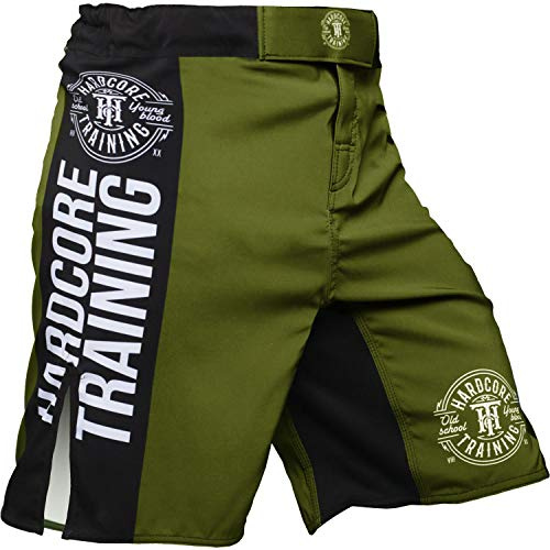 Hardcore Training Recruit Fight Shorts Herr Boxning MMA Combat BJJ Brottning Fitness Muay Thai Kickboxing No Gi (DE/NL/SE/PL, Alfa, XXL, Regelbunden, Regelbunden, Camo Green)