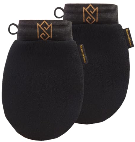 MS MoroccanSource Peeling-Handschuh für Körperpeeling (Kessa-Handschuh) – 2 Stück – für abgestorbene Haut und porentiefe Reinigung – sanfte Viskosefaser