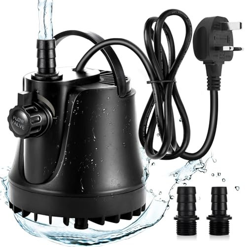 AQQA Submersible Water Pump,3000L/H Ultra Quiet Aquarium Water Pump,9.8Ft High Lift Fish Tank Fountain Pond with 5.9Ft Power Cord and Adjustable Switch for Fish Tank, Pond, Hydroponics