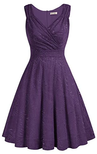 Vestido Vintage para Mujeres sin Mangas Cuello V de Fiesta Cóctel Rockabilly Clásico CL645-08 L