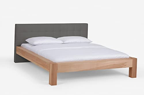 Massivholzbett Madola langes Kopfteil in Eisengrau Bett Kernbuche geölt verschied. Größen DICO Doppelbett Einzelbett Bettgestell Doppelbett Größe 180 x 220 cm