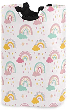 Nuage À Pois Arc-En-Ciel Panier à Linge Pliable Grand Corbeilles à Linge Portable Paniers de Lavage en Tissu Oxford Panière Sac à Linge de enfants Rangement Jouets
