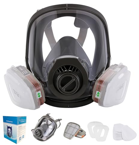 Sumeber 15 in 1 Gasmaske Vollgesichtsmaske mit Filter, industrische Staubschutzmaske für sprühen, schleifen, Atemschutzmaske gegen Gasefür organische Dämpfe, saure Gase, Farbspritz, Graffiti