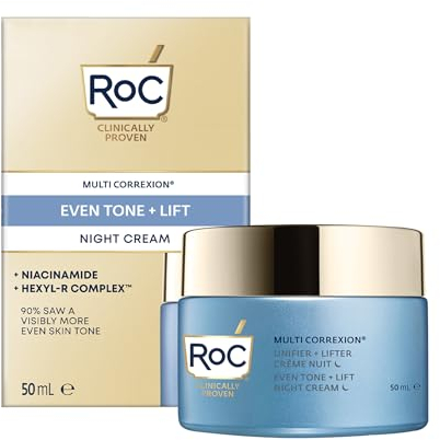 RoC Multi Correxion Crema Notte Antirughe Even Tone + Lift - Rassodante e Idratante, Per Tono e Rughe - 50 ml