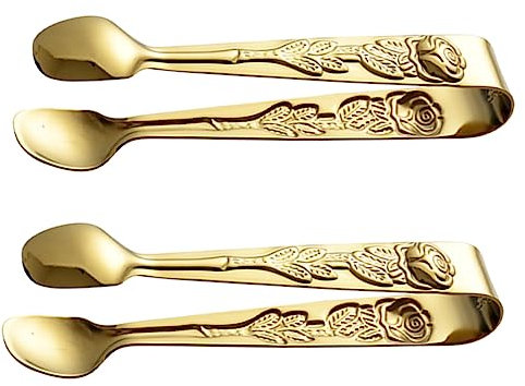 KICHOUSE Pinza per Alimenti Acciaio Inossidabile 2 Pezzi Mini Pinze per Biscotti Cubetti di Ghiaccio Pane Antipasti Facile da Resistente al Calore Ristorante Hotel