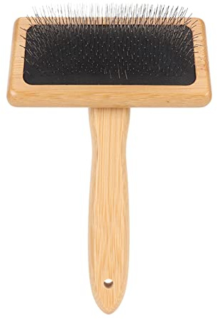 Sheepskin Wool Brush, Sheepskin Wool Wire Brush with Hole Air Bag Cushion, Macrame Slicker Comb Pet Slicker Brush with Wood Handle for Grooming, Removing Shedding and Dirt (L)